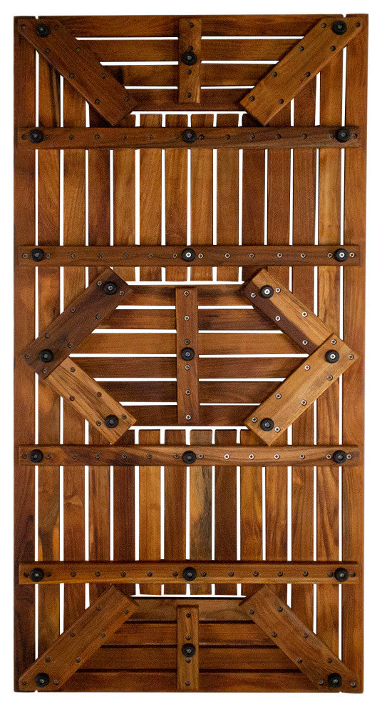 Nordic Style Oiled Teak Double Framed Shower/Bath Mat 39"x19"