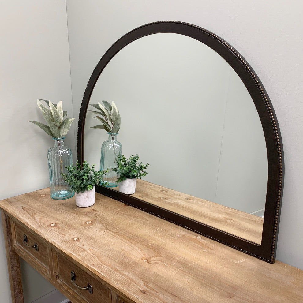 Vienne Framed Mantel Mirror, Crescent Cathedral, 38.4"x27.4", Rubbed Bronze