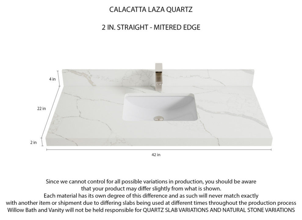 Alys Teak 42 Single Sink Bathroom Vanity Whitewashed 2" Calacatta Laza