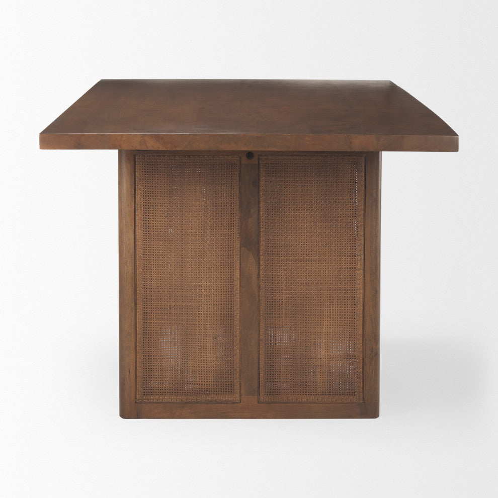 Grier 84L Medium Brown Wood With Cane Dining Table