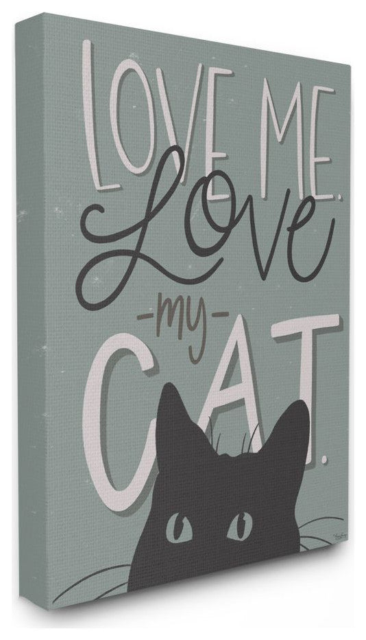 Love Me Love My Cat Phrase Black Cat Green Quote,1pc, each 16 x 20
