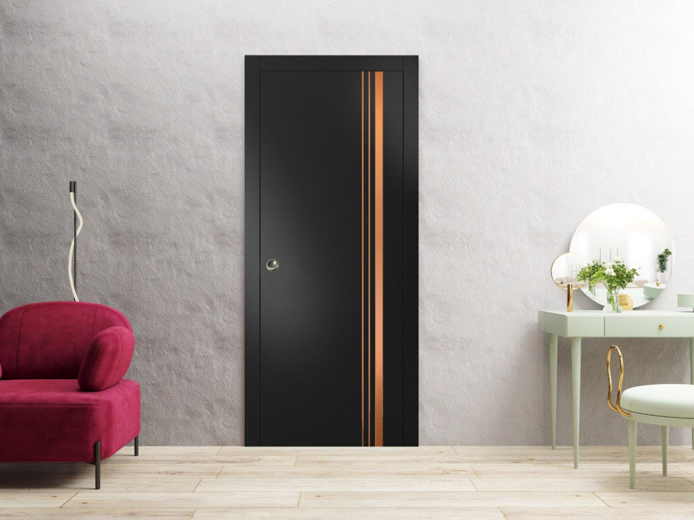 Slab Barn Door Panel 30 x 96 | Planum 1010 Matte Black with  | Sturdy Finished