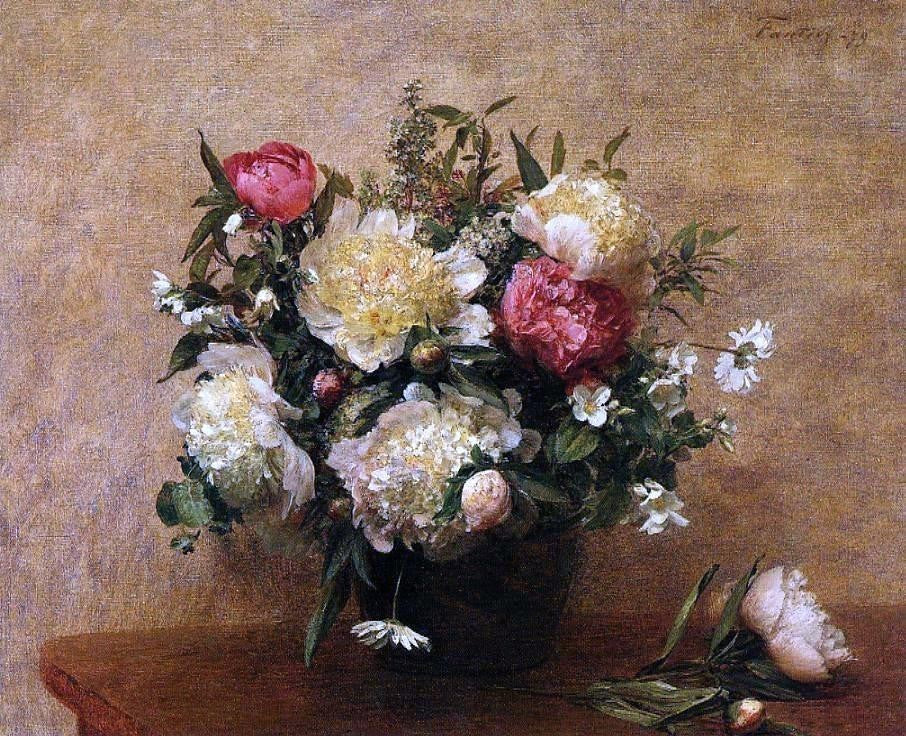 Henri Fantin-Latour Peonies, 20"x25" Wall Decal Print