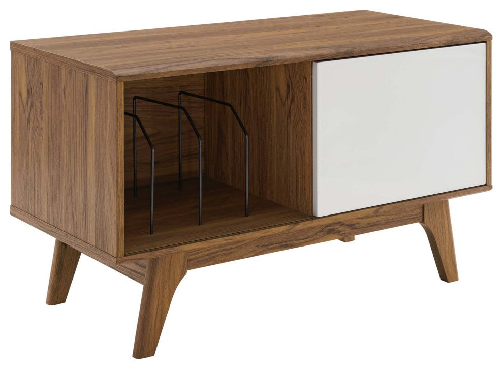 Envision Vinyl Record Display Stand Walnut White