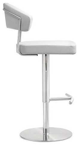 TOV Furniture Cosmo White Stainless Steel Barstool