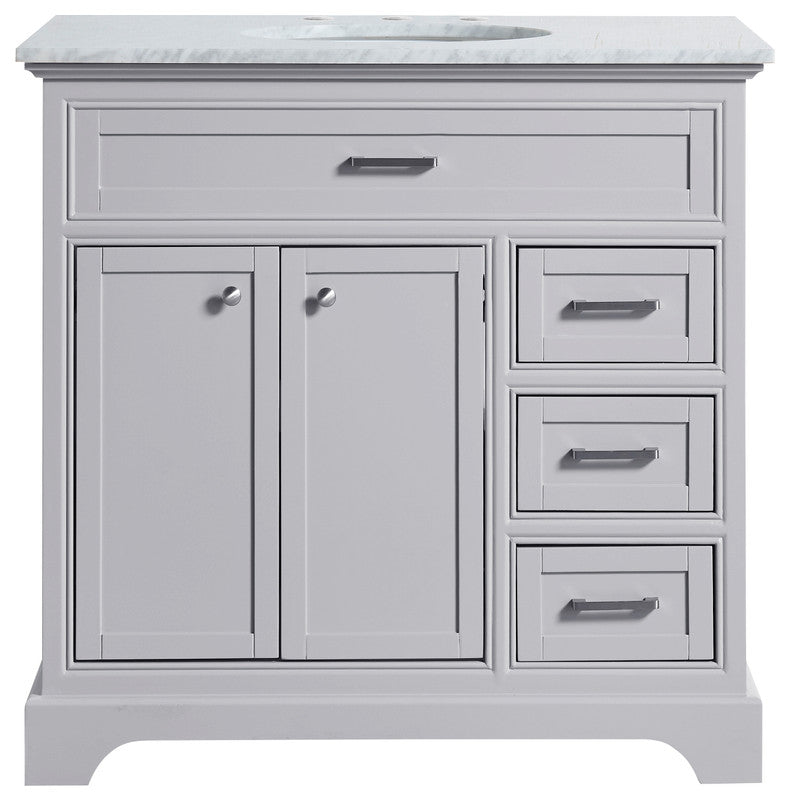 Amber Single Bathroom Vanity, Blue, Light Grey, 36"