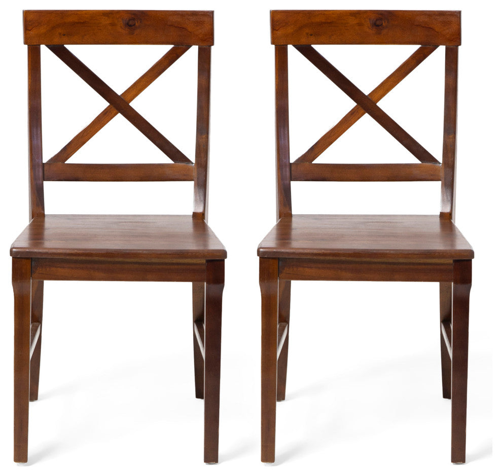 Heather Farmhouse Acacia Wood Dining Chair, Set of 2