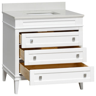 Eleanor 36" Bathroom Vanity, White, Quartz