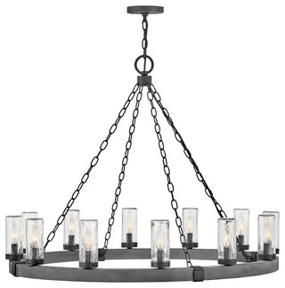Hinkley Sawyer Outdoor Chandelier, Aged Zinc, 12 Light
