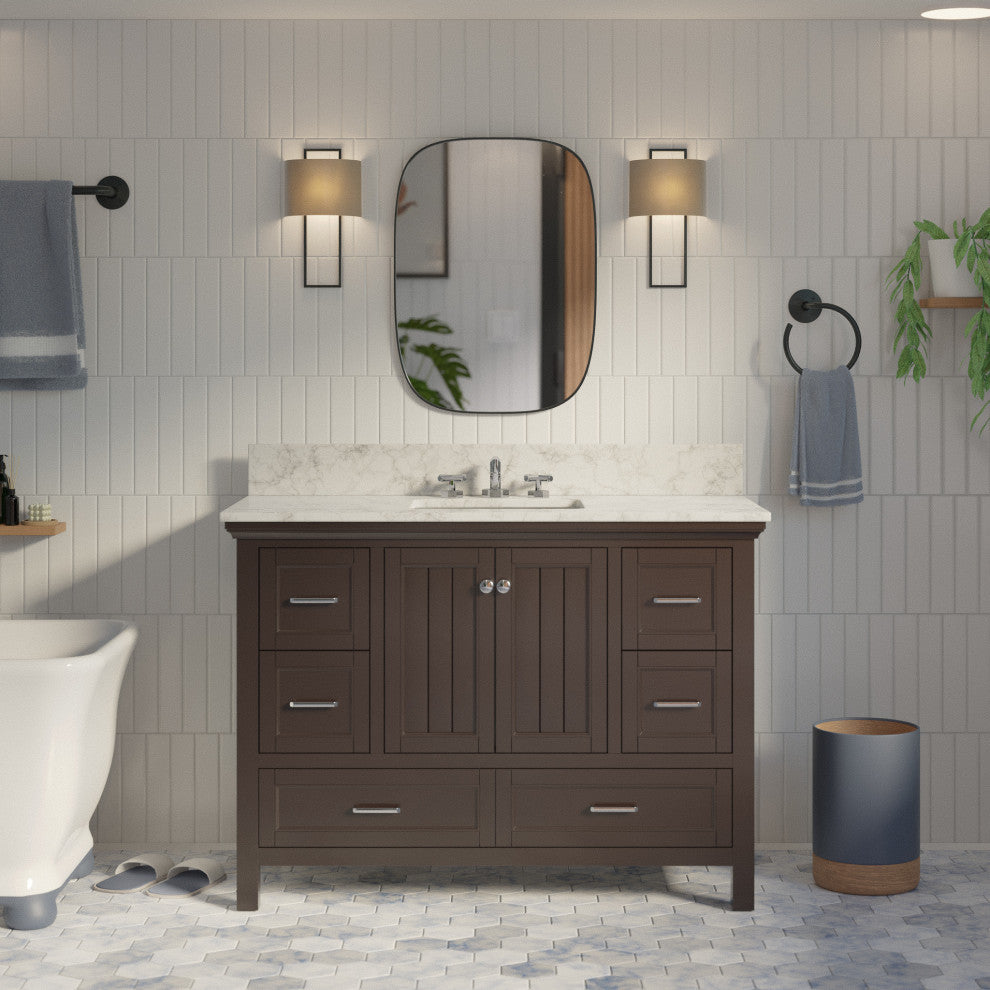 Paige 48" Bathroom Vanity, Chocolate, Carrara Marble