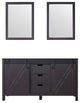 Marsyas 60" Brown Double Bathroom Vanity Cabinet, 24" Wall Mirrors
