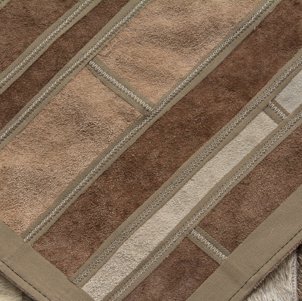 Cowhide Patchwork Rug, Ares, Pewter, 6'x9'