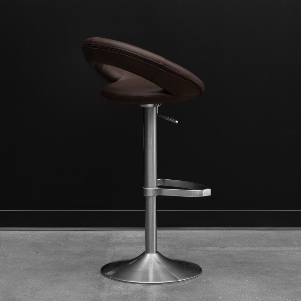 Crescent Swivel Armless Barstool, Brown