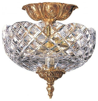 Richmond 2-Light Olde Brass Lead Crystal Semi-Flush III