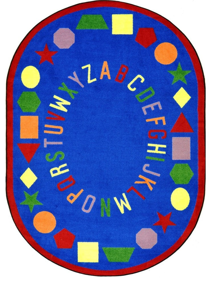 Kid Essentials Rug, First Lessons, 5'4"x7'8" Oval, Blue