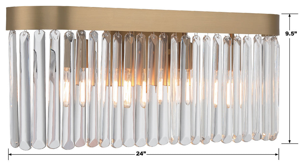 Emory 4-Light Modern Gold Bathroom Vanity, Clear Glass