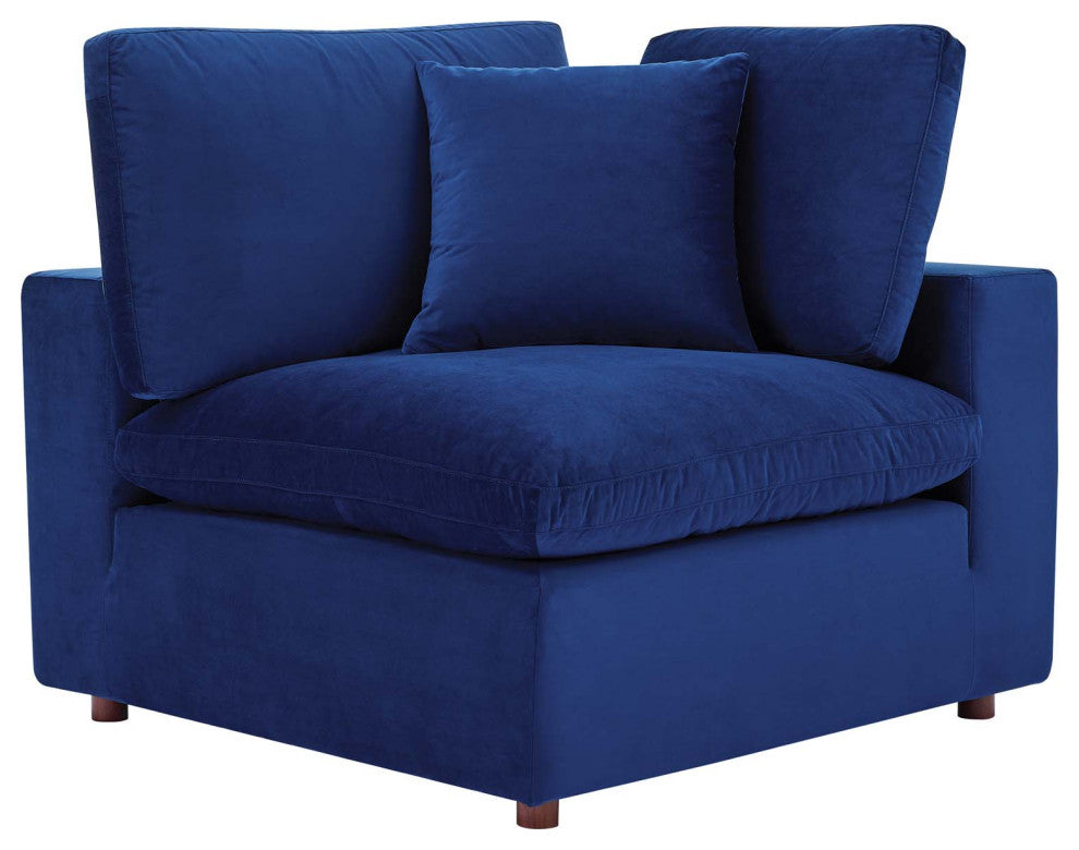 Commix Down Filled Overstuffed Performance Velvet 4-Seater Sofa Navy