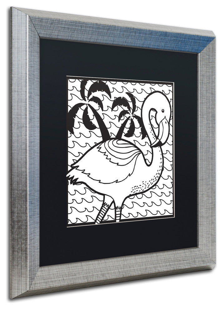 Hello Angel ''Flamingo'' Art, Silver Frame, Black Mat, 16x16