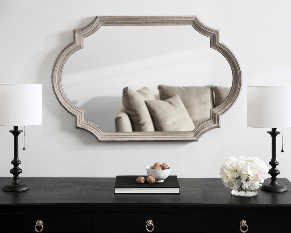 Fairbourne Framed Wall Mirror, Gray, 24"x36"