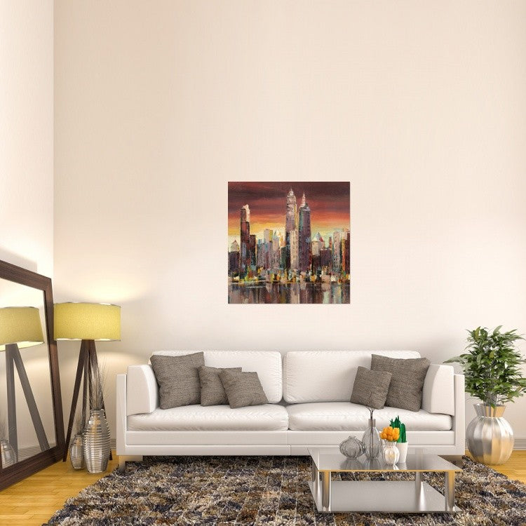 "Sera su New York (detail)" Stretched Canvas Giclee by Luigi Florio, 40x40"