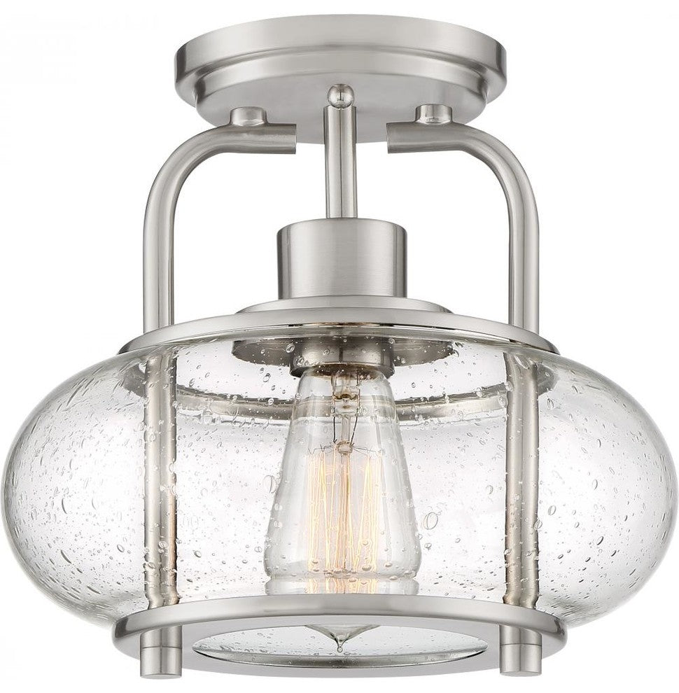 Quoizel TRG1710BN One Light Semi Flush Mount, Brushed Nickel Finish