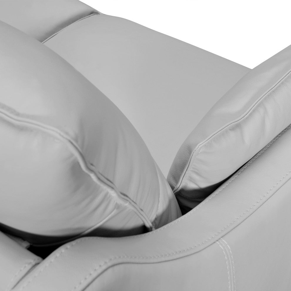 Pompeii 87" Dark Brown Leather Sofa, Dove Gray