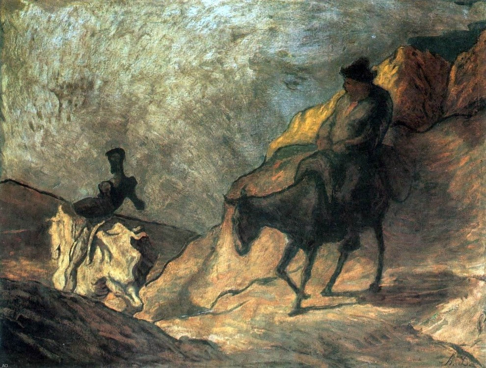 Honore Daumier Don Quixote and Sancho Panza, 21"x28" Wall Decal