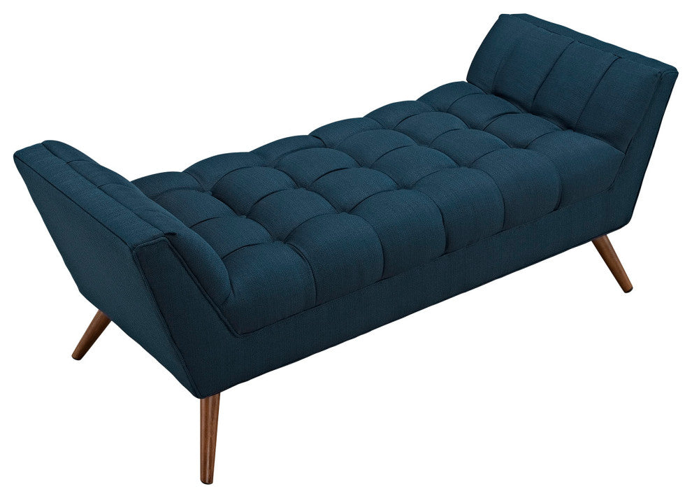 Response Medium Upholstered Fabric Bench, Azure