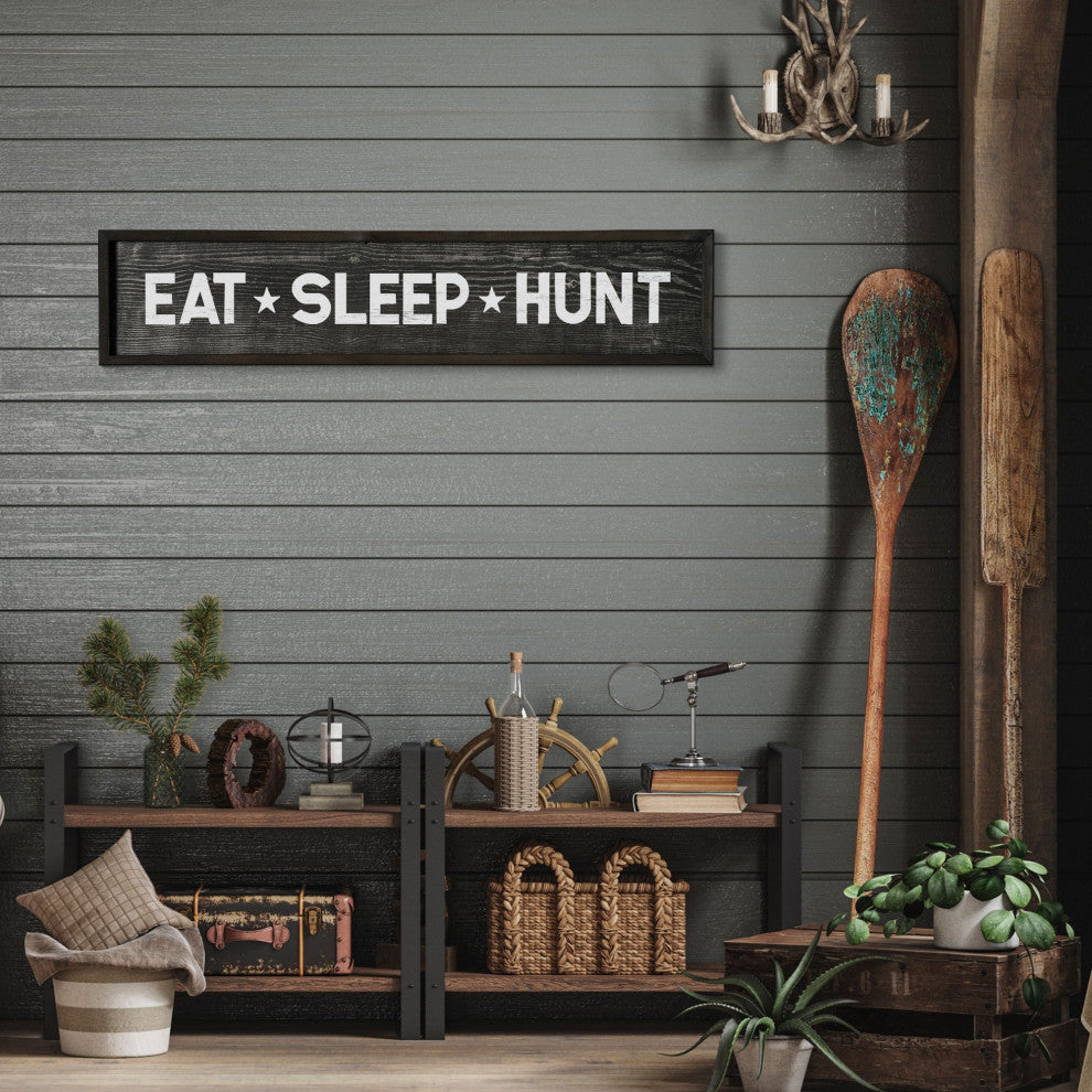 American Art Decor Eat, Sleep, Hunt Wood Novelty Wall Sign 36"x8"