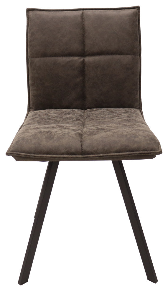 Wesley Modern Leather Dining Chair, Metal Legs Set of 2, Gray
