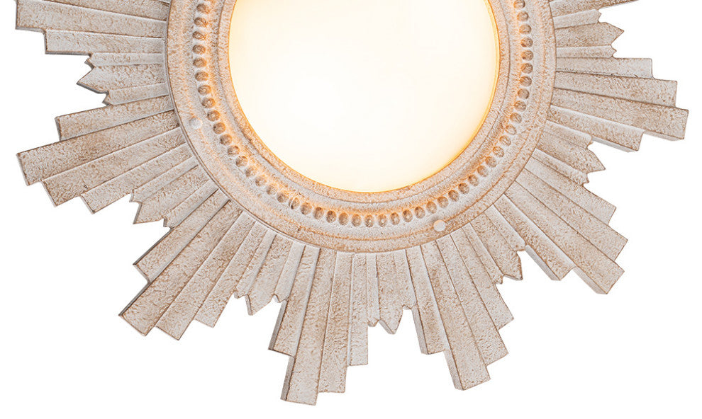 Vintage 2-Light Resin Shade Sunburst Flush Mount, White