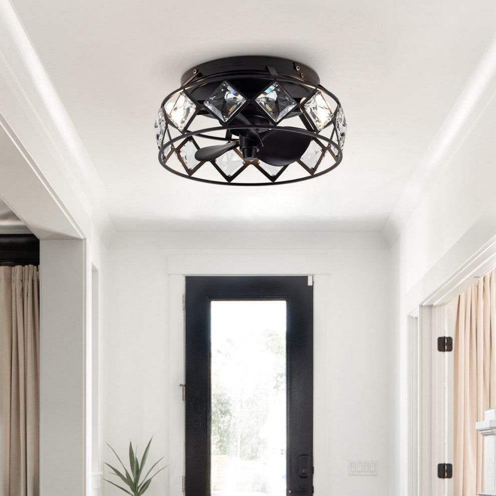 12.2 in. Indoor 3-Blade Crystal Ceiling Fan With Light and Remote Control