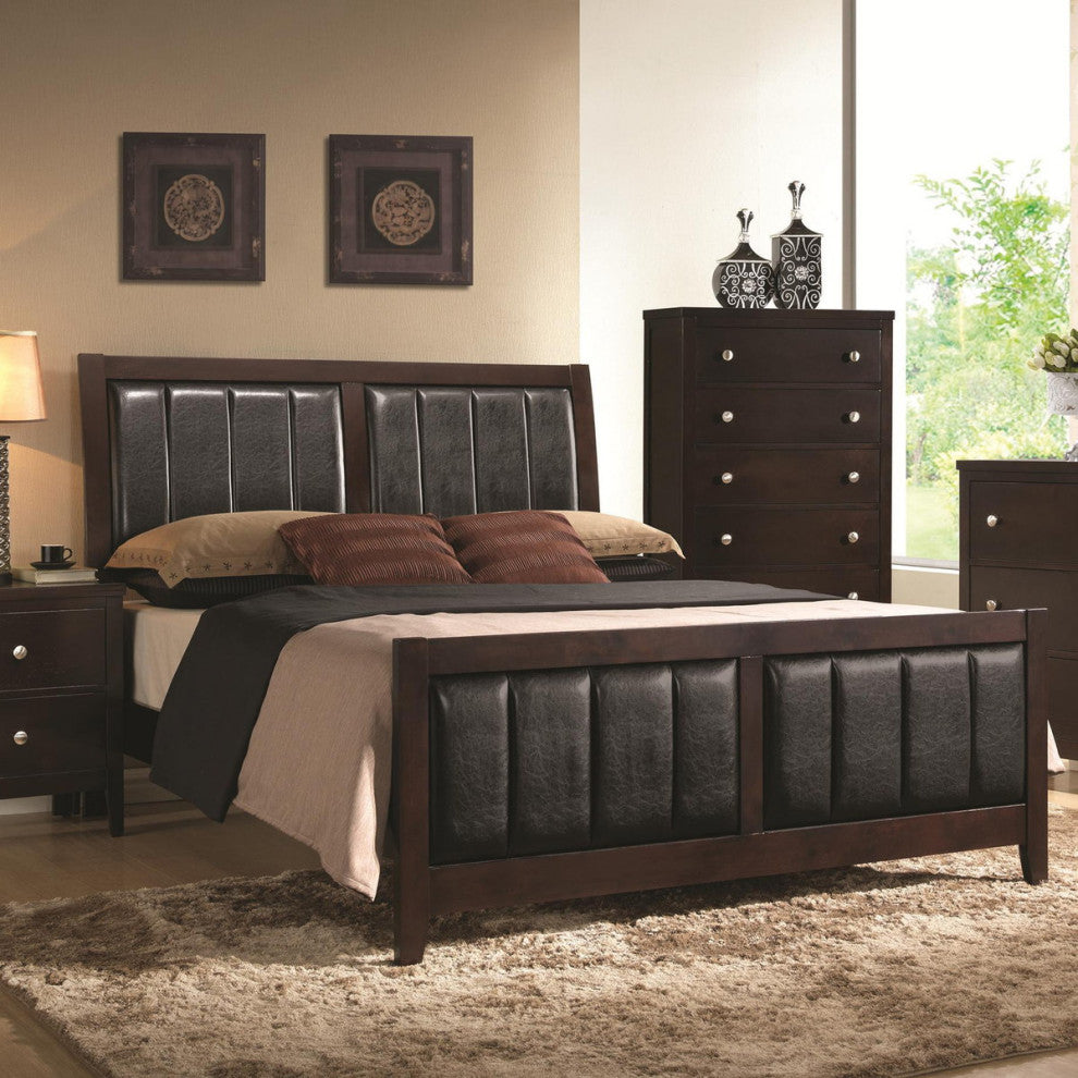 Coaster Carlton Upholstered Queen Bed in Cappuccino