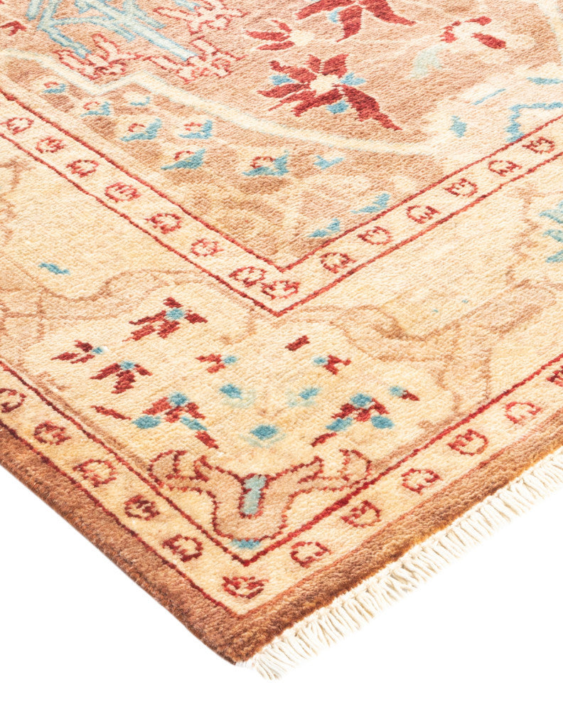Eclectic, One-of-a-Kind Hand-Knotted Area Rug Yellow, 4'1"x6'2"