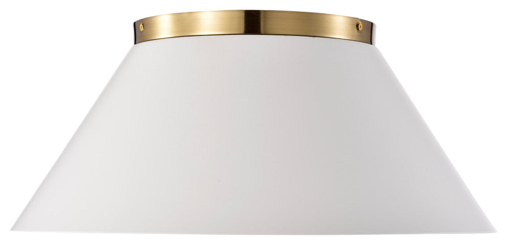 Dover 3-Light Large Flush Mount Fixture, White With Vintage Brass