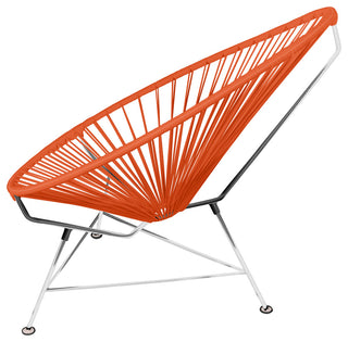 Acapulco Indoor/Outdoor Handmade Lounge Chair, Orange Weave, Chrome Frame