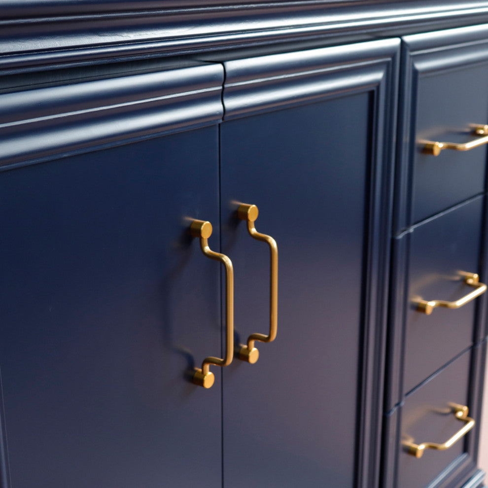 37" Single Vanity, Blue Finish With Black Galaxy