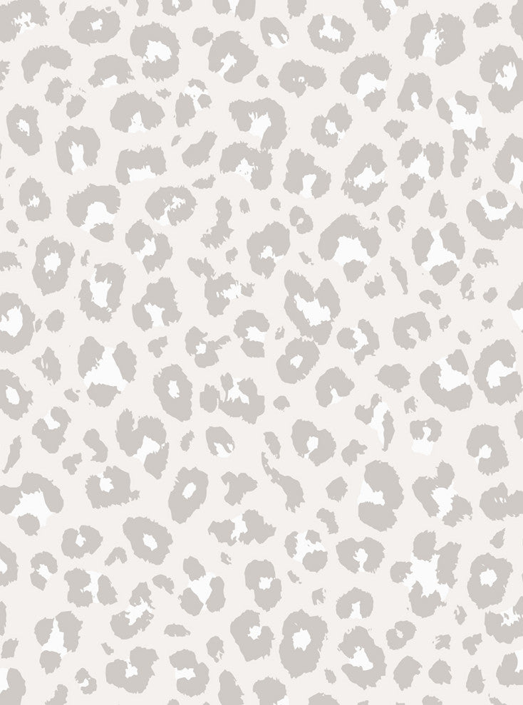 Animal Print Leopard Peel and Stick Vinyl Wallpaper, Light Grey, 24"w X 108"h