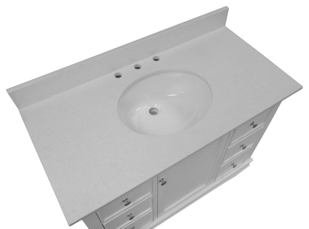 Bella 42" Bathroom Vanity, White, Quartz