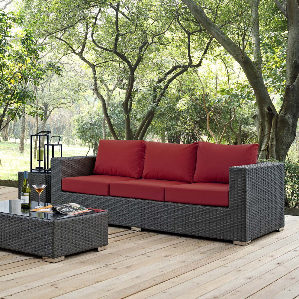 Sojourn Outdoor Patio Sunbrella® Sofa EEI-1860-CHC-RED