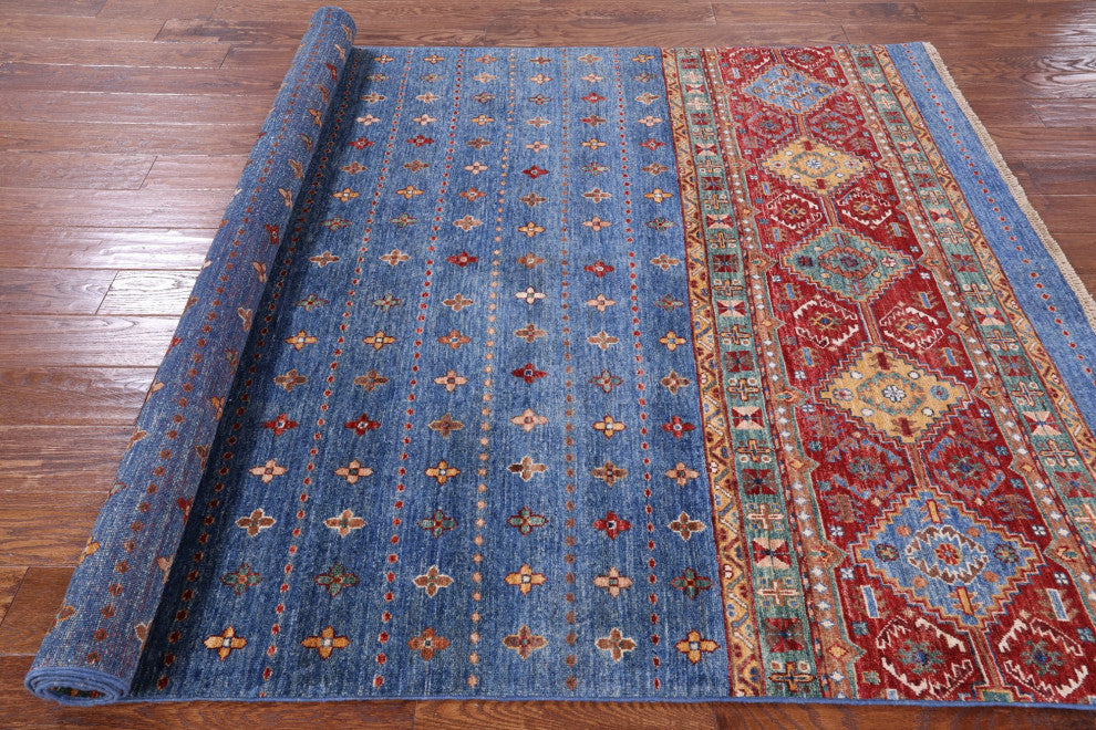5' 7" X 8' 6" Super Kazak Khorjin Handmade Wool Rug Q7642