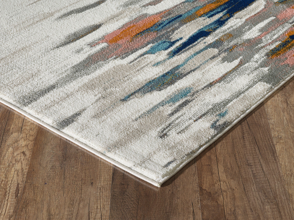 Abani Porto PRT140A Contemporary Orange and Blue Abstract Area Rug
