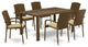 7Pc Outdoor- Brown Wicker Dining Set, Patio Table, 6 Balcony Backyard Armchair