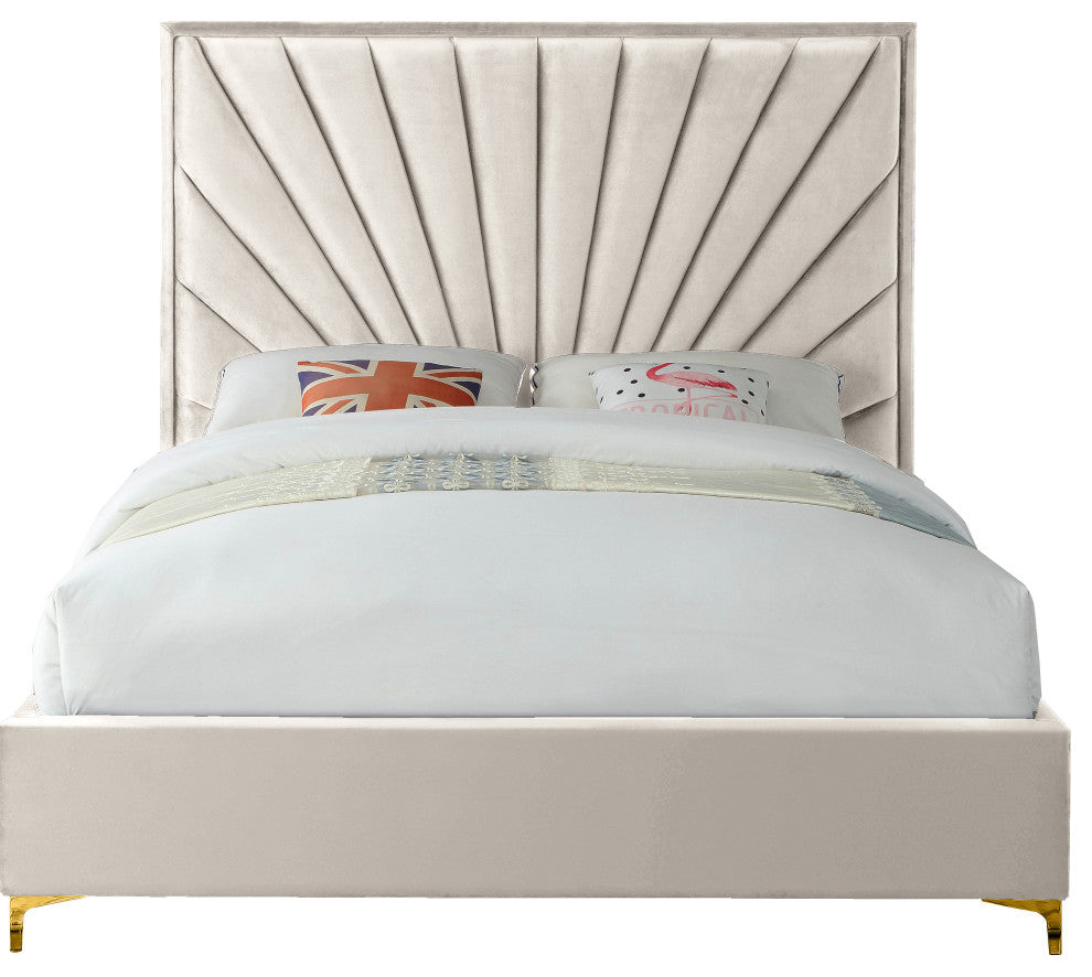Eclipse Velvet Bed, Cream, Full