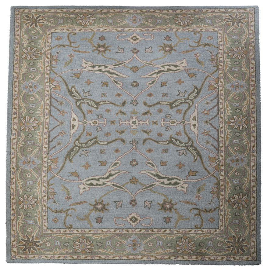 HAND TUFTED WOOL ECO-FRIENDLY AREA RUGS, Blue Green Color, Oriental Design