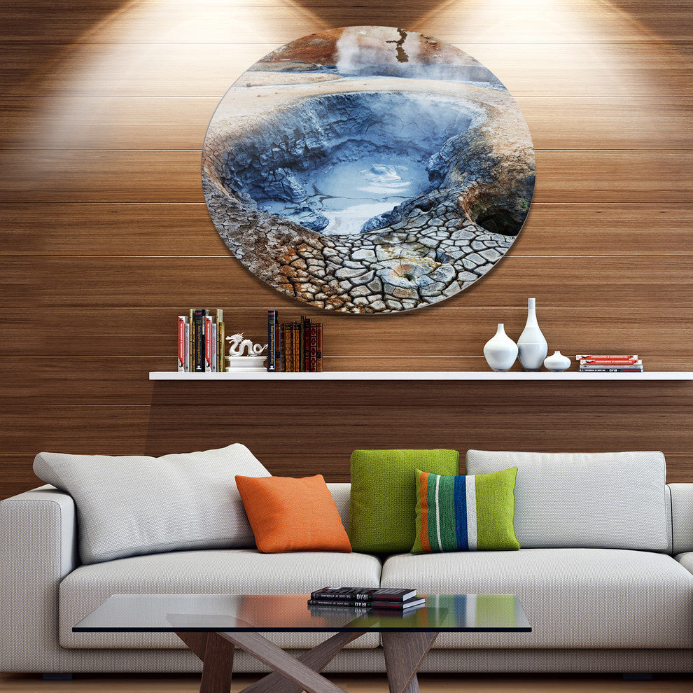 Beautiful Fumarole Field In Iceland, Landscape Disc Metal Wall Art, 36"