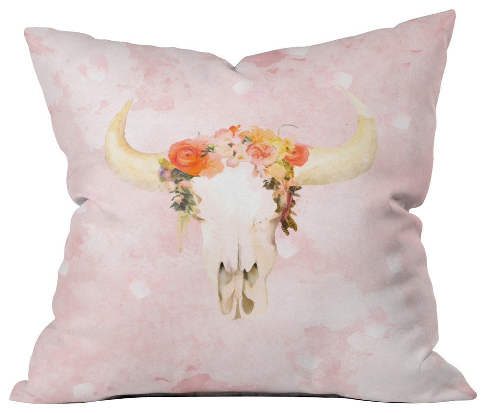 Kangarui Romantic Boho Buffalo Throw Pillow, 16"x16"