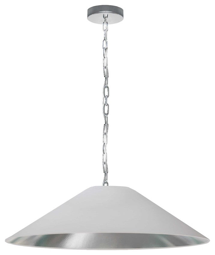 Presley Incandescent Pendant, Polished Chrome with White / Silver Shade, L