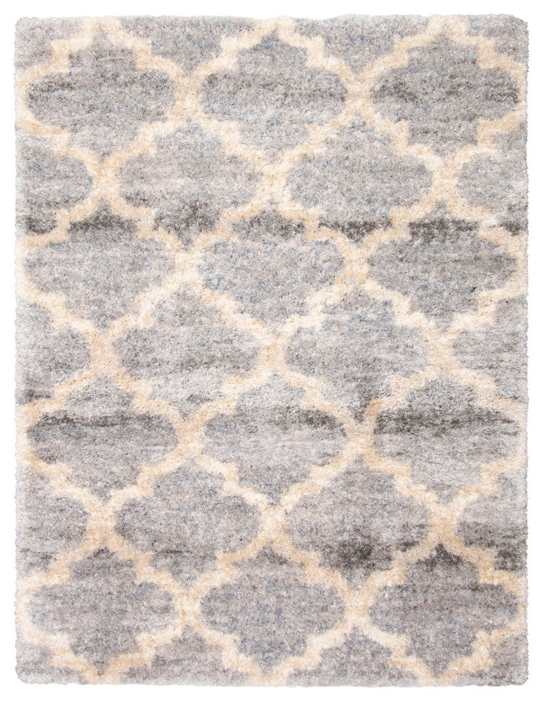 Moroccan Trellis Shag Rug, Gray, 7'10"x10'2"