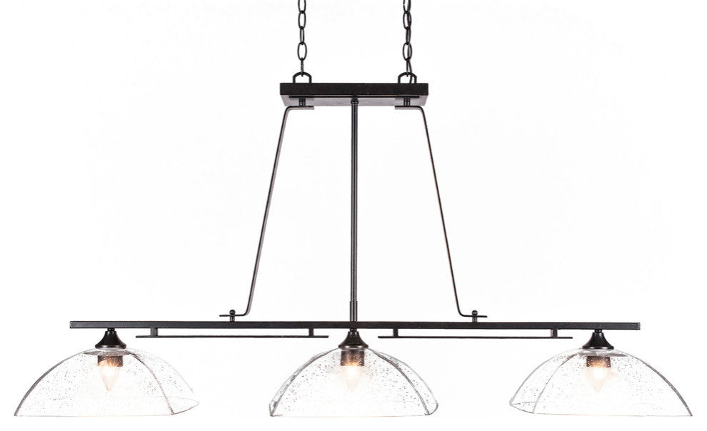 Uptowne 3-Light Bar, Dark Granite/Clear Bubble